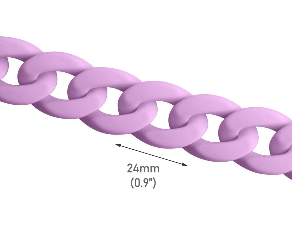 1ft Matte Purple Plastic Chain Links, 24mm, Jewelry Supply, Pastel Kaw